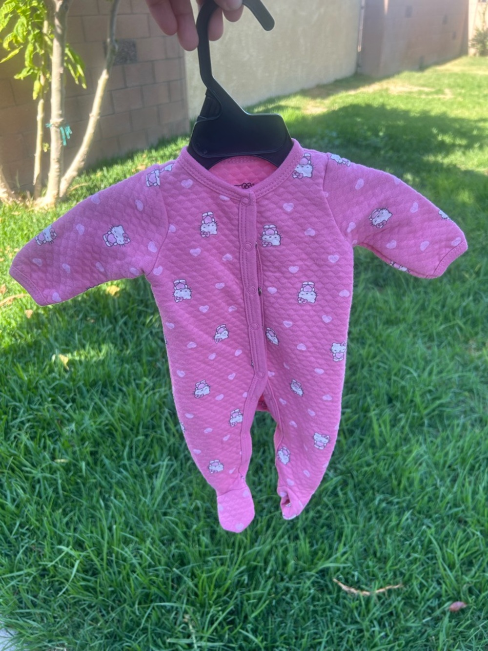 Hello Kitty Pink Quilted Footed One-Piece